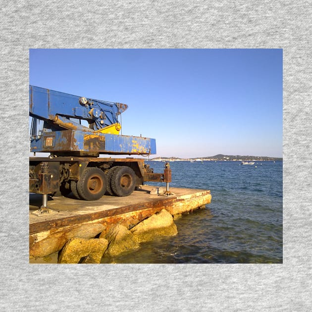 Old crane at the beach of Grimaud, opposite of St. Tropez, le Provence by robelf